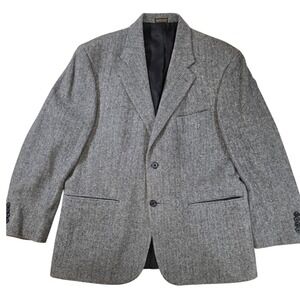 Geoffrey Beene Men's 42S Gray Herringbone Wool Camelhair Blazer Jacket